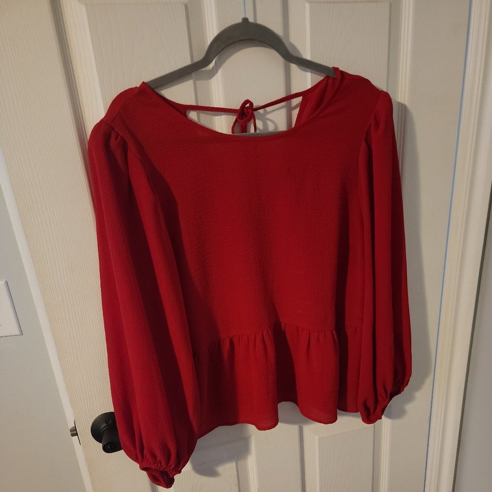 Red peplum tie back top